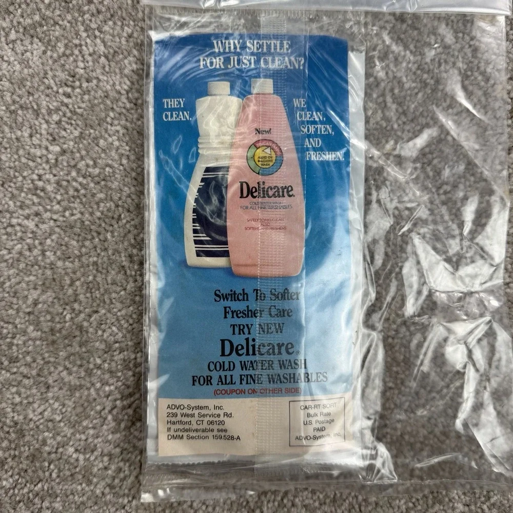 Vintage 70's Delicare Cold Water Wash Laundry Softener for Fine Washables SAMPLE